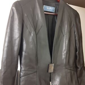 Thierry Mugler Black Leather Blazer